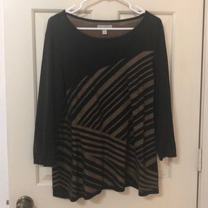 Dana Buchman Striped 3/4-Sleeve Light Sweater Top